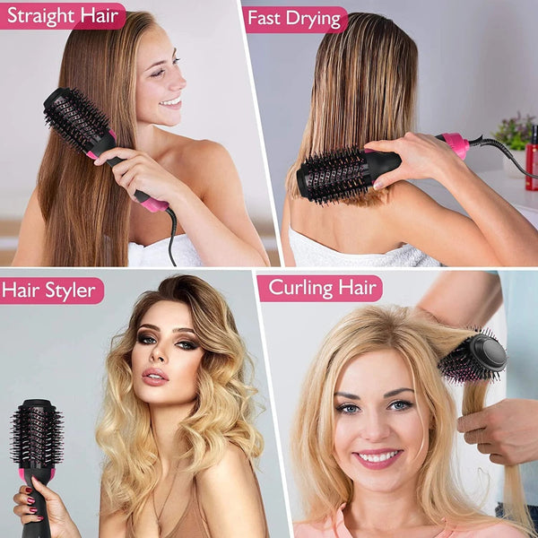 3-IN-1 HAIR DRYER, STRAIGHTENER & HAIR CURLER BRUSH